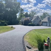 Curved residential driveway
