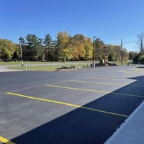 Striped commercial parking lot
